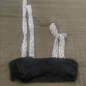 Leopard Print Black Bikini Top